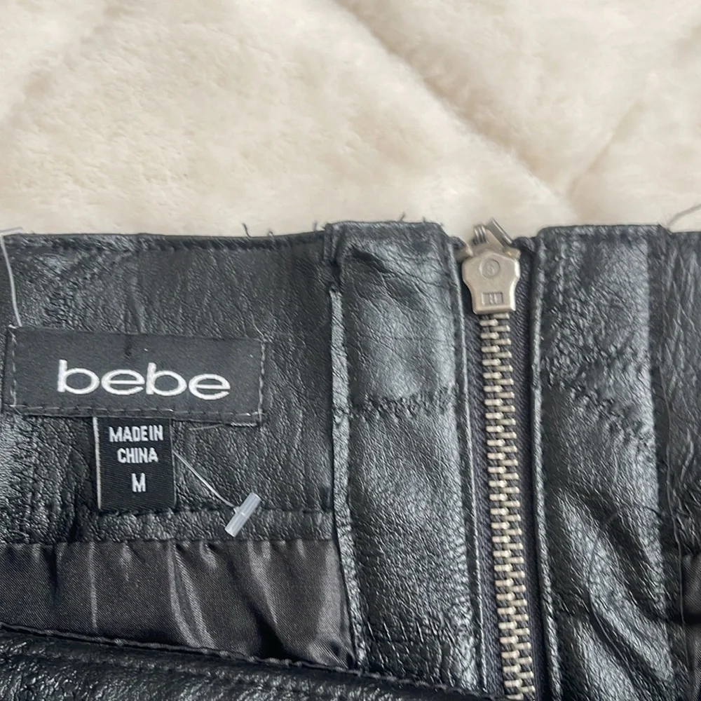 bebe Black Studded Faux Leather Mini Skirt